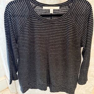 Nordstrom Black and White Striped Long Sleeve Tee